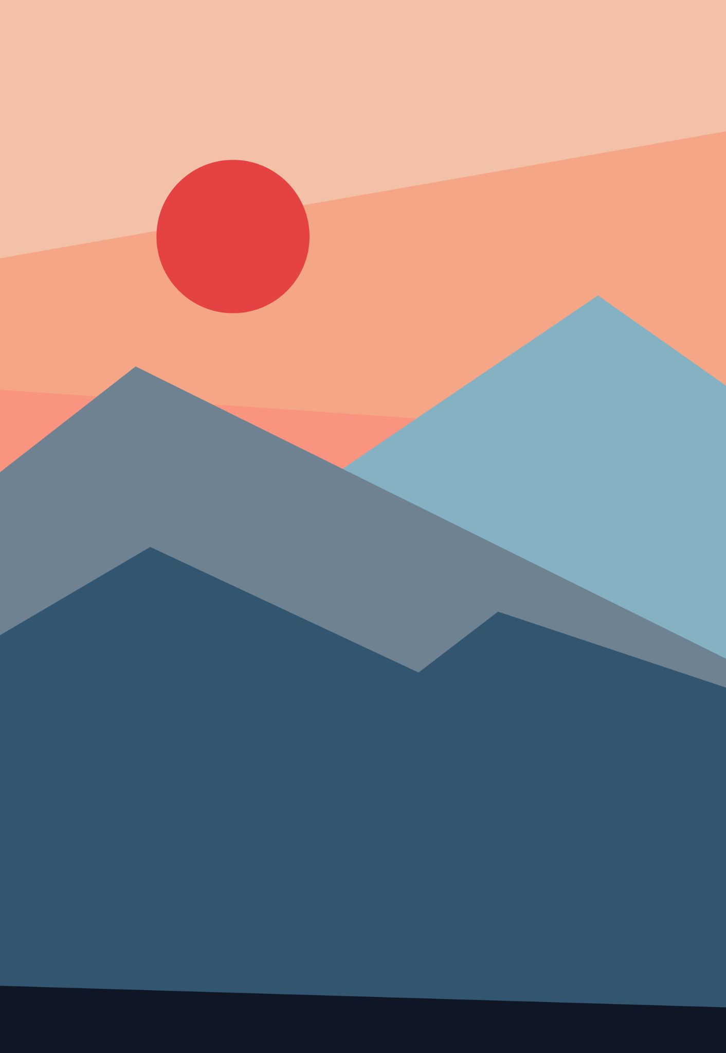 grafisk illustration af bjerge i en solnedgang
